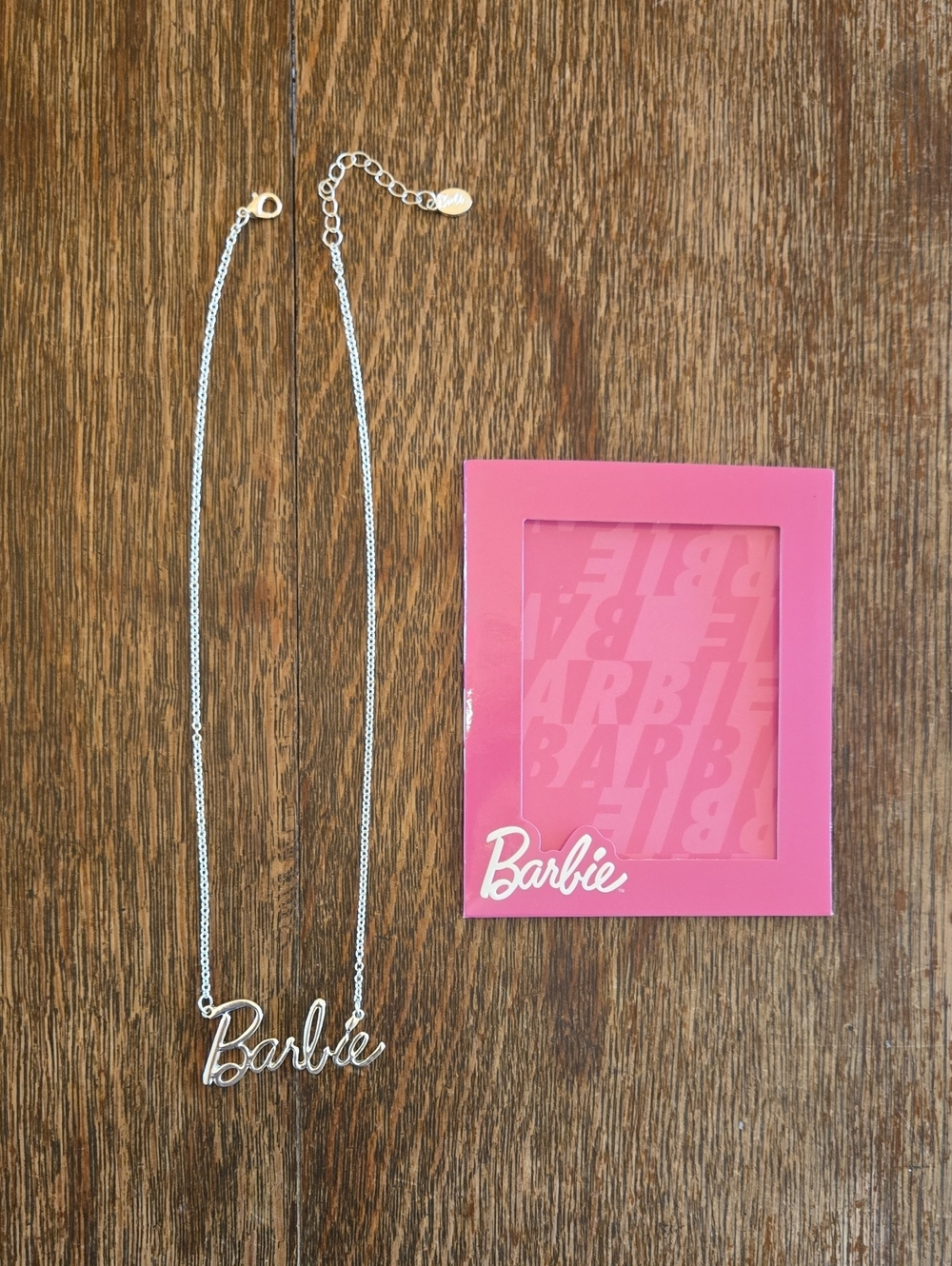 Barbie Silver-Colored Script Logo Necklace